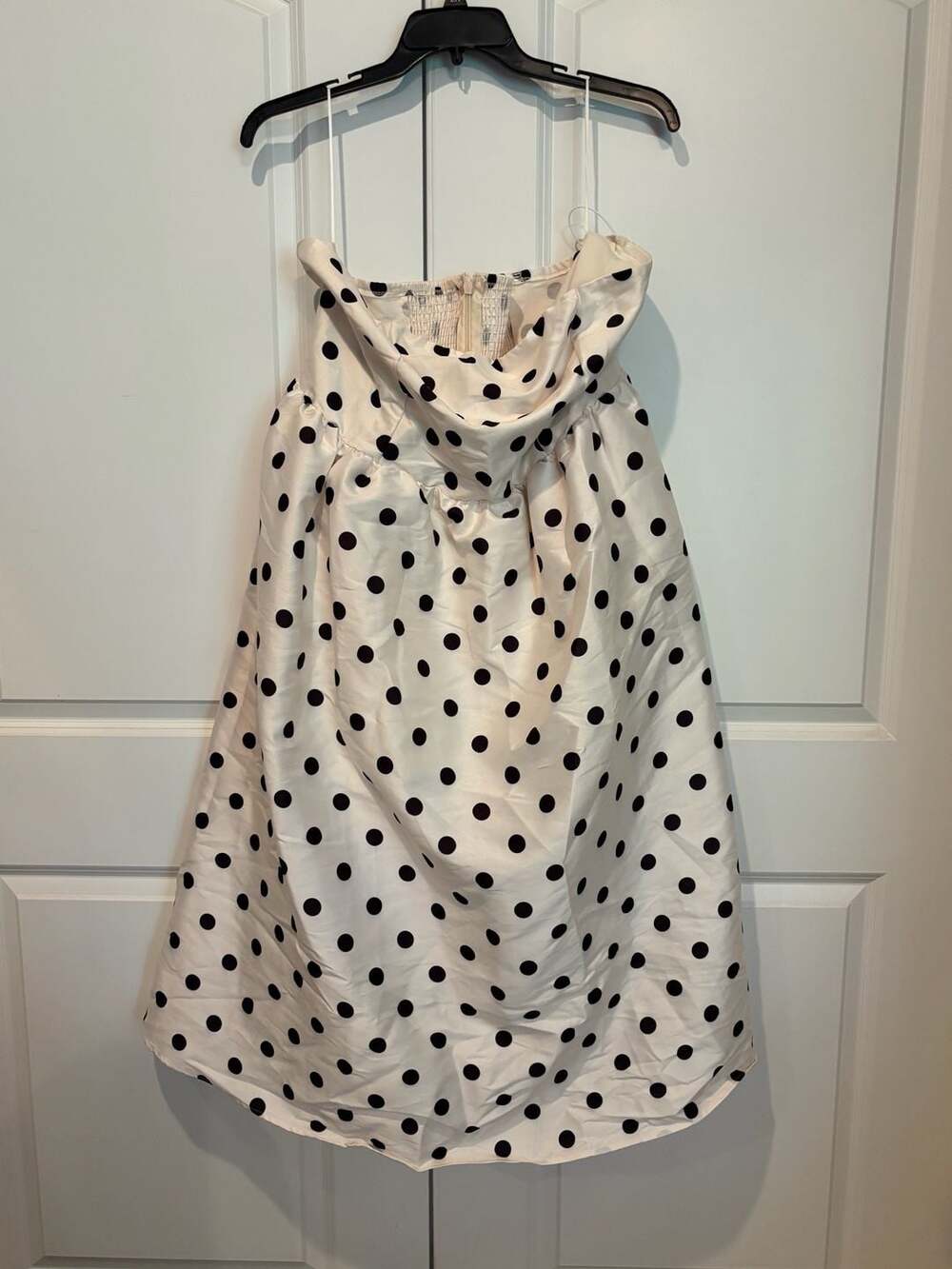 Cider Polka Dot Print Smocked Strapless Midi Dress 3XL